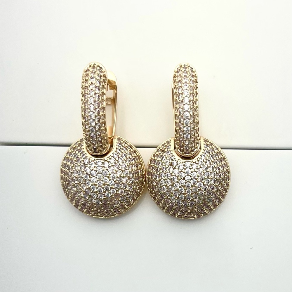 Fully Iced 2-in-1 18k Gold Plated Zirconia Bubble Circle Hoops Made in Brazil